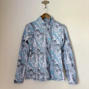 Nils Ice Blue Marble Robin 1/4 Zip Pullover Baselayer Top Women Medium